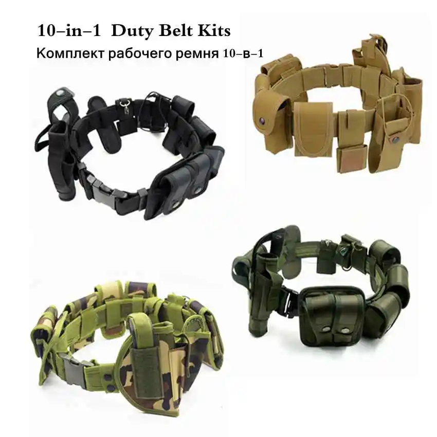 

New 10-in-1 Duty Belt Kit with Pouches Law Enforcement Tactical Equipment System Set 10 pcs Utility Outdoor Camping Hunting Belt