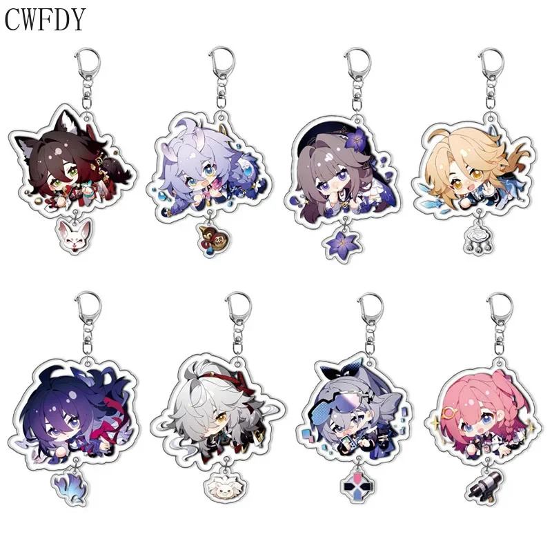 Game Honkai Star Rail Cosplay Keychain Balde Jingyuan Seele Danheng Kawaii Figure Acrylic Key Chain For Friends Collection Props honkai star rail bronya rand seele kafka trailblazer stelle caelus metal weapon sword model toy gift keychain