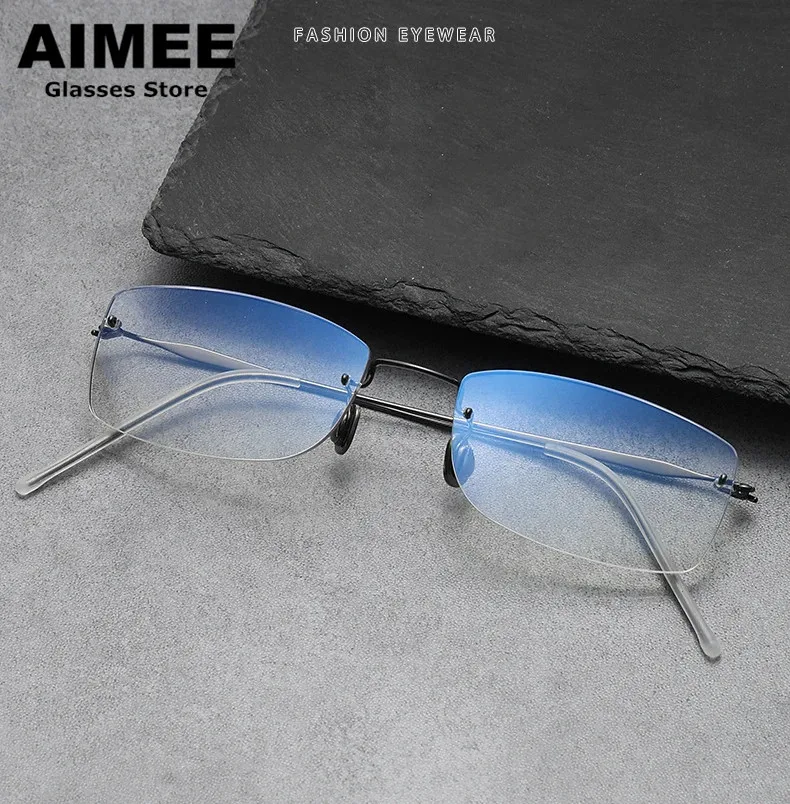 

Denmark Brand Titanium Frameless Glasses Frame Men Women Rimless Square Optical Eyewear Screwless Prescription Eyeglasses Gafas