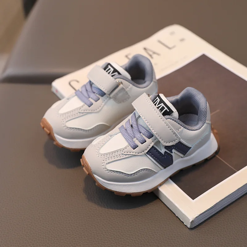 Children's Spring New Leather Upper Sneakers Kids Non-Slip Casual Shoes Boys Girls Soft Sole Students Tennis Toddler Sport Shoes