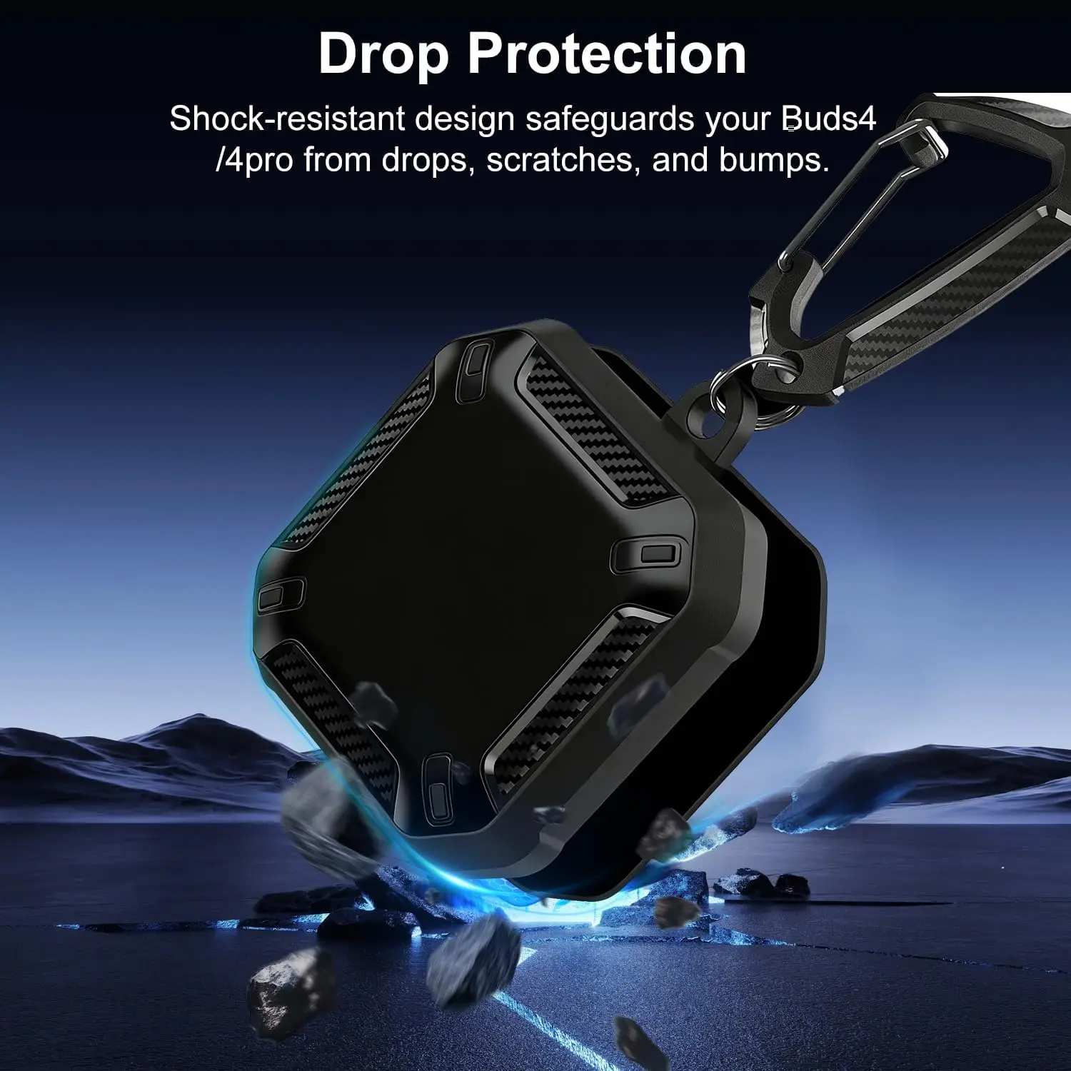Earbuds Case with Magnetic Closure and Carbon Fiber Texture Design