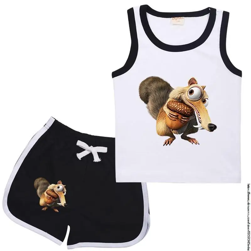 Baby Boy Clothes Suits Ice Age Squirrel Children T-Shirts Shorts Pant 2-Piece Clothing Set Beach Kids Outfits Sport Suit 2 -15Y