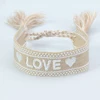 Boho tissé broderie amour poignet tricoté Bracelets d'enveloppement corde à la main tissage tressé glands ethnique femmes hommes bijoux