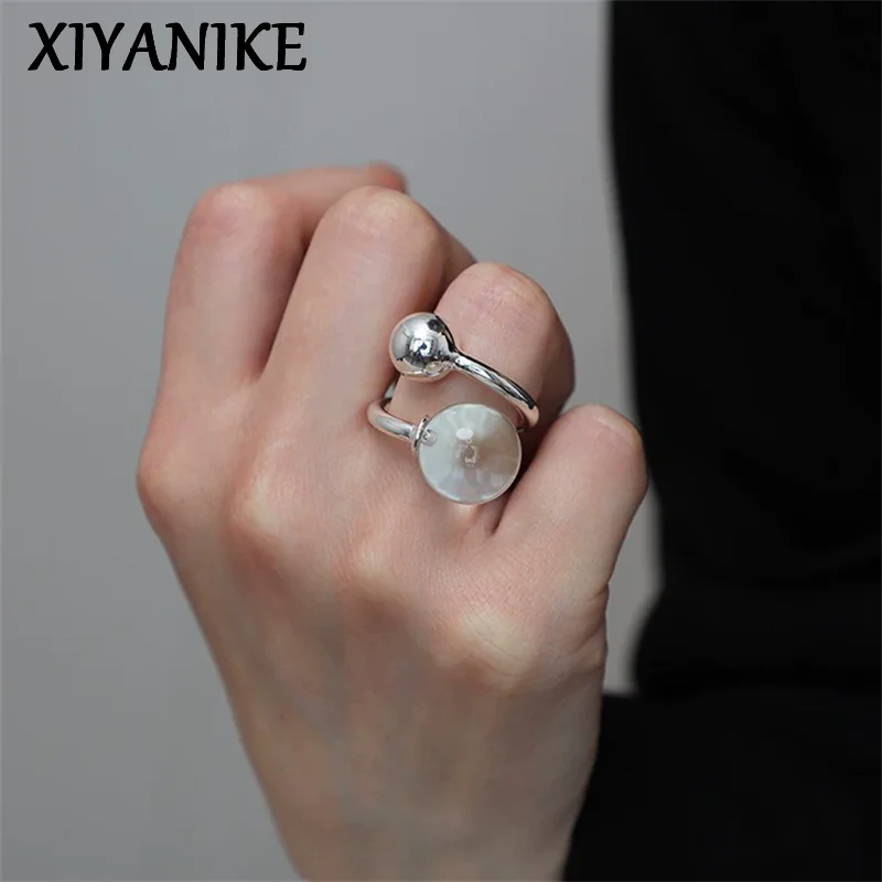 XIYANIKE Handgefertigte weiße Kristallperlen, verstellbare Fingerringe für Damen, modisch, neuer Damenschmuck, Geschenk, Party, Urlaub, Anillos