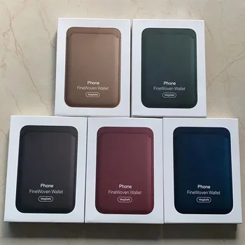 아이폰 15 프로 맥스 15 플러스용 미세 직조 카드 지갑 케이스, 애플 14, 13, 12 프로용, 강력한 마그네틱 맥세이프 커버, 공식 상자 포함 상품 이미지