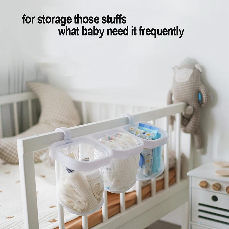 New hanging storage bag with 3 pockets Baby Diaper Caddy and Nursery Hanging Organizers Essentials for Hanging on Crib