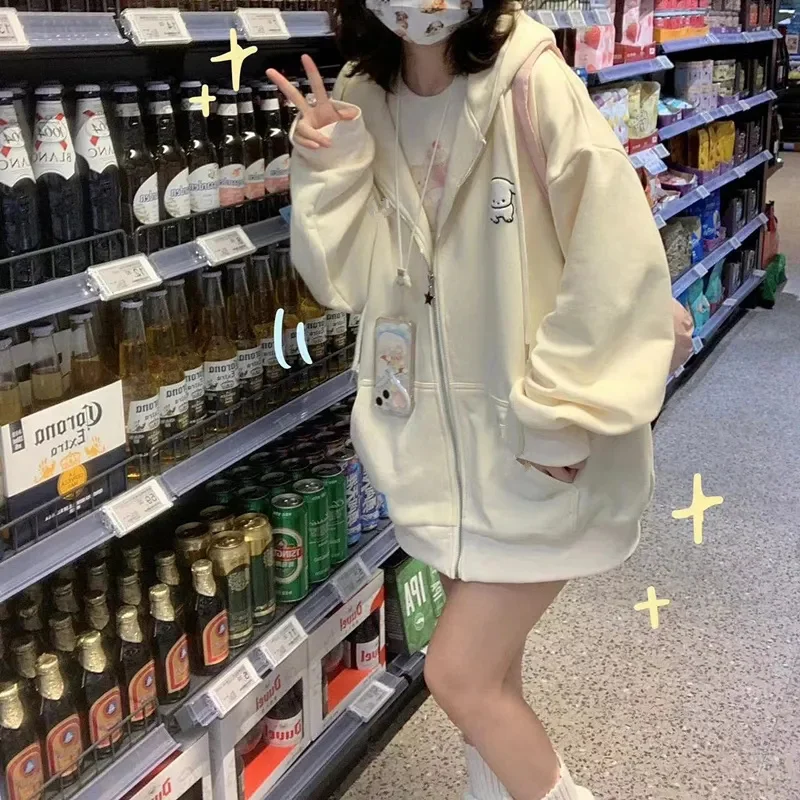 Japanese autumn and spring hoodies for teen girls student Casual Loose Jacket kawaii lolita matching loose gothic trend hooded
