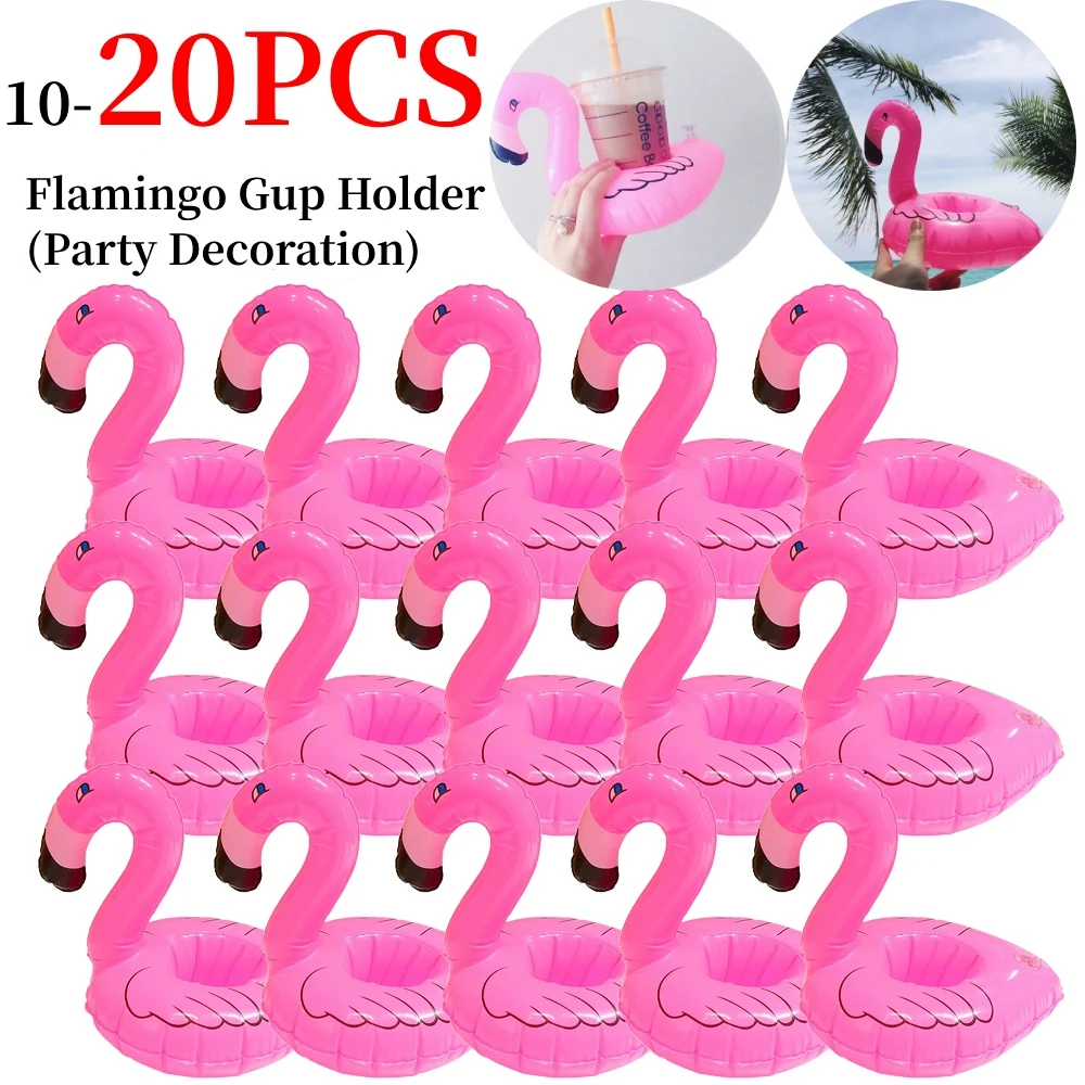 Tropical Flamingo Party Decoration Cup Holder 10/20 Pcs Pvc Water Float Inflatable Drink Cup for Adults Pool Drinkware Tray Deco
