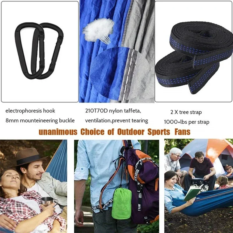 Camping Hammock Outdoor Hammock Swing Hammock Swing Chair Double Camping Hammock with Mosquito Net Portable Parachute 6 Ring Strap Travel Swing Chair