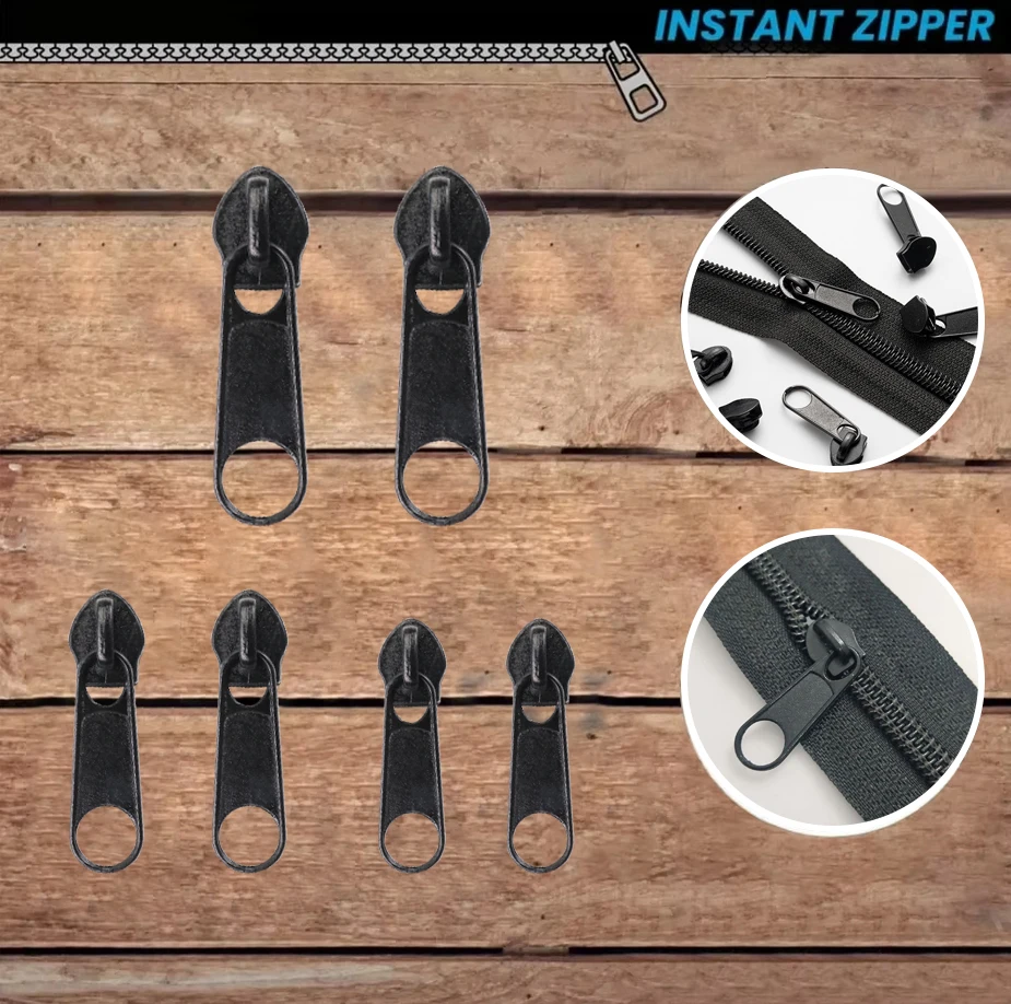 Instant Zipper Universal Instant Fix Zipper Repair Kit Replacement Zip Slider Teeth Rescue New Design for DIY Sew 6pcs