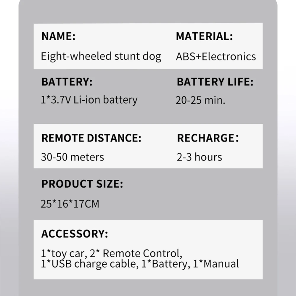 Kid's 8-wheel RC Car Toy Boy Intelligent Machine Dog Remote Control Car 8-wheel Stunt Remote Control Birthday Gift Toy 3