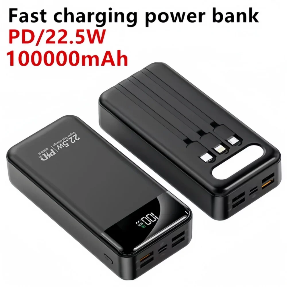 100000mah power bank 22.5w pd fast charging powerbank Portable battery charger For iphone 15pro xiaomi huawei