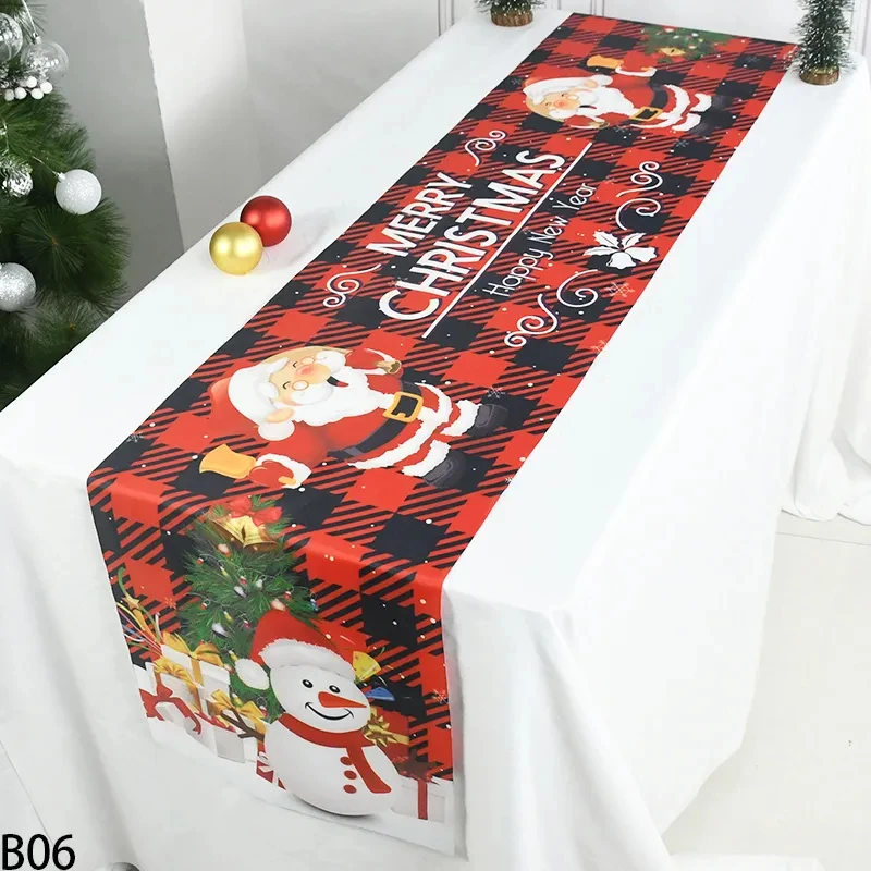

Christmas Table Runner Tree Pine Snowman Snowflake Elk Printed Table Runner Flag Tablecloth Decoration Xmas Party New Year Decor