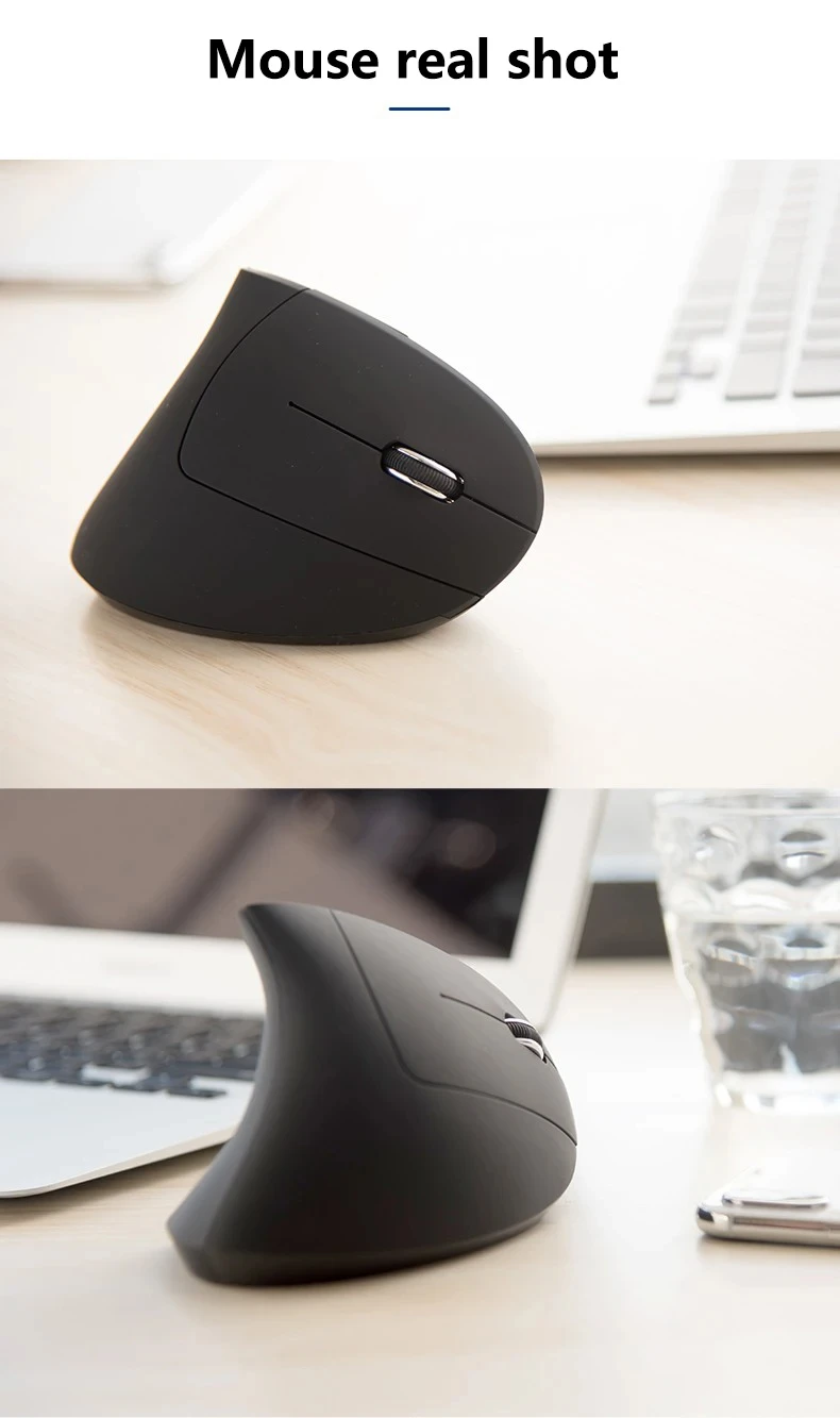 Mouse da gioco verticale ergonomico wireless ricaricabile ottico 2.4G per computer PC, laptop e desktop con connessione USB._voghion.com