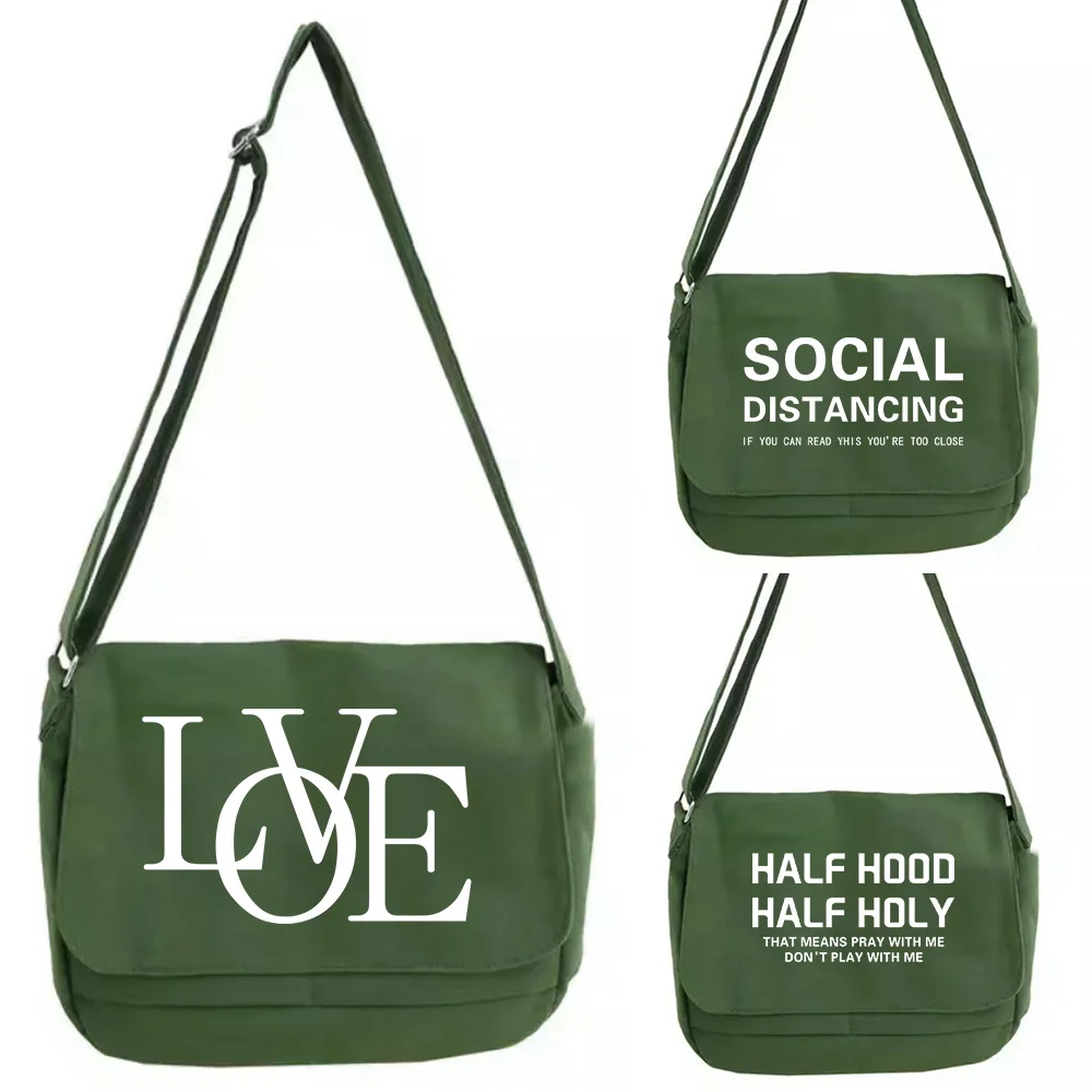 

Messenger Shoulder Bags Casual Female Large Capacity Handbags Women's Crossbody Travel Shopping Bag Text Series Print