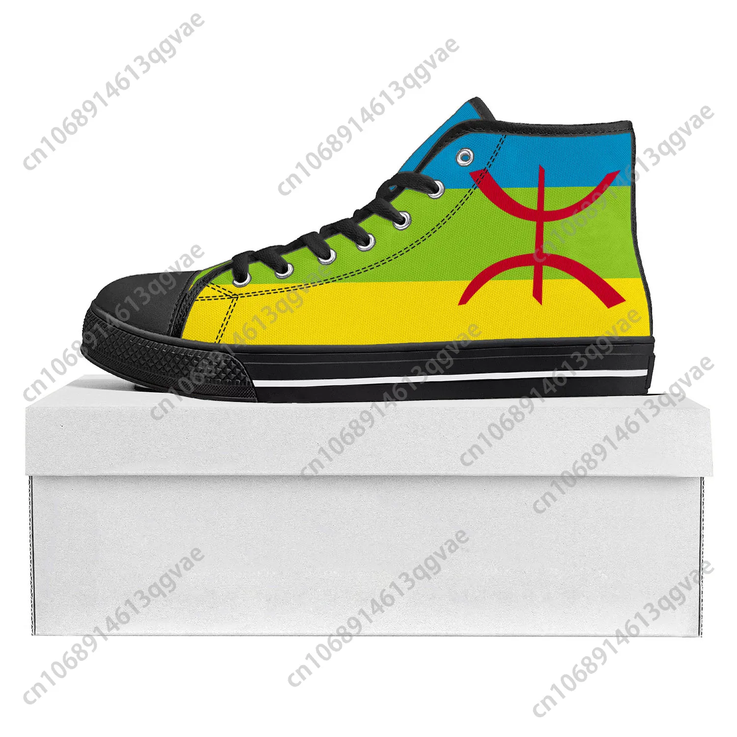 Berber Flag Pop High Top High Quality Sneakers Mens Womens Teenager Canvas Sneaker Berber Casual Couple Shoes Custom Shoe Black