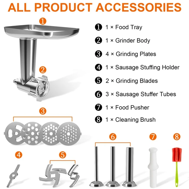 Metal Food Grinder Attachments for KitchenAid Stand Mixers Durable Meat  Grinder Sausage Stuffer Attachment Compatible Tools Home - AliExpress