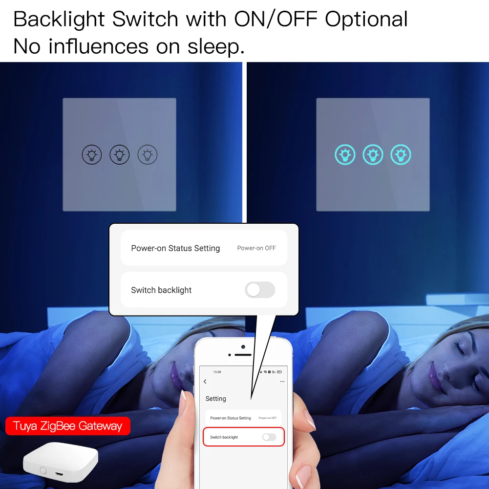 ZigBee Multi-gang Light Dimmer Switch Independent Control Tuya APP Control Works with Alexa Google Home 1/2/3 Gang smart light switch smart dimmer switch