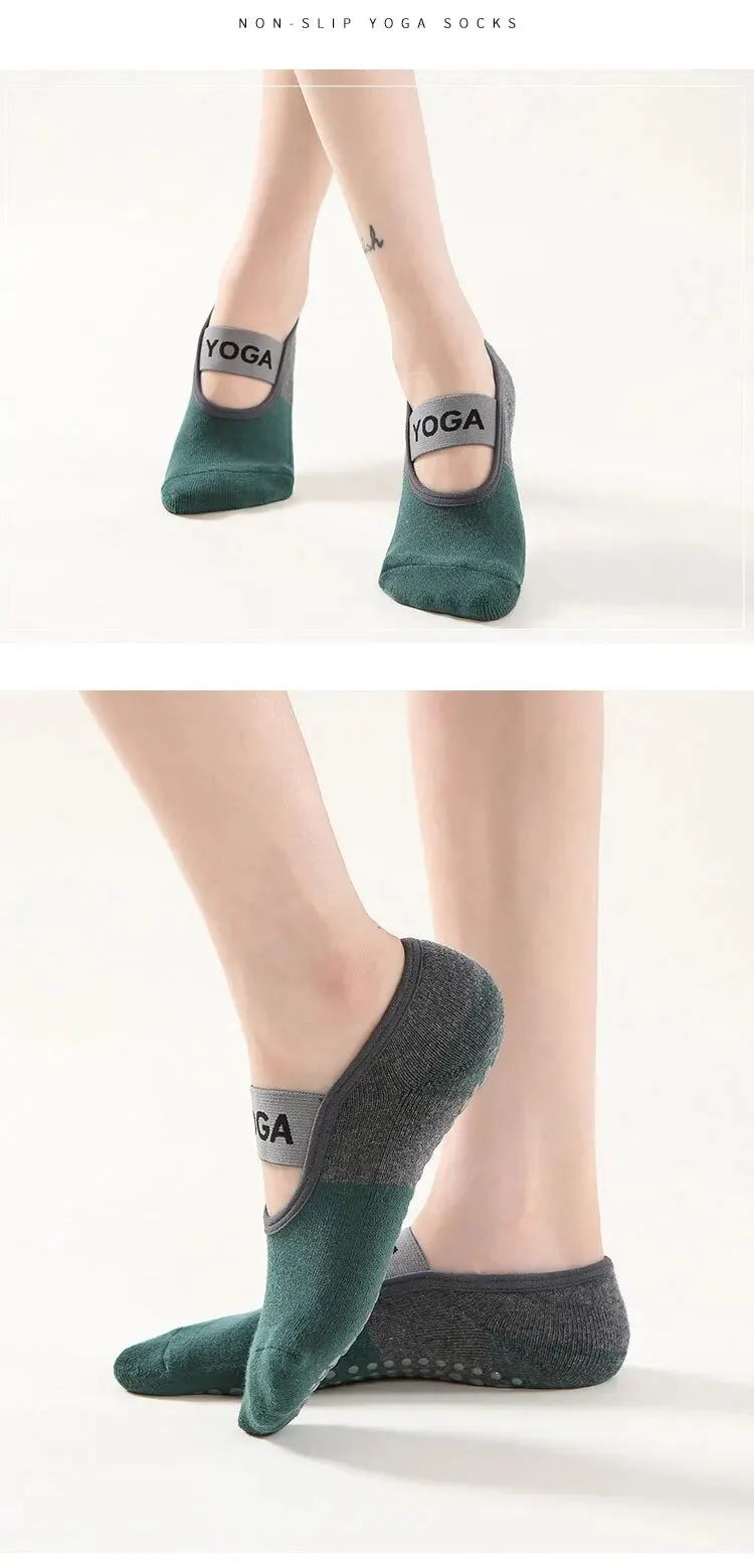Professional Anti-Slip Yoga Socks Backless Bandage Pilates Socks Fitness Slipper Cotton Sports Socks