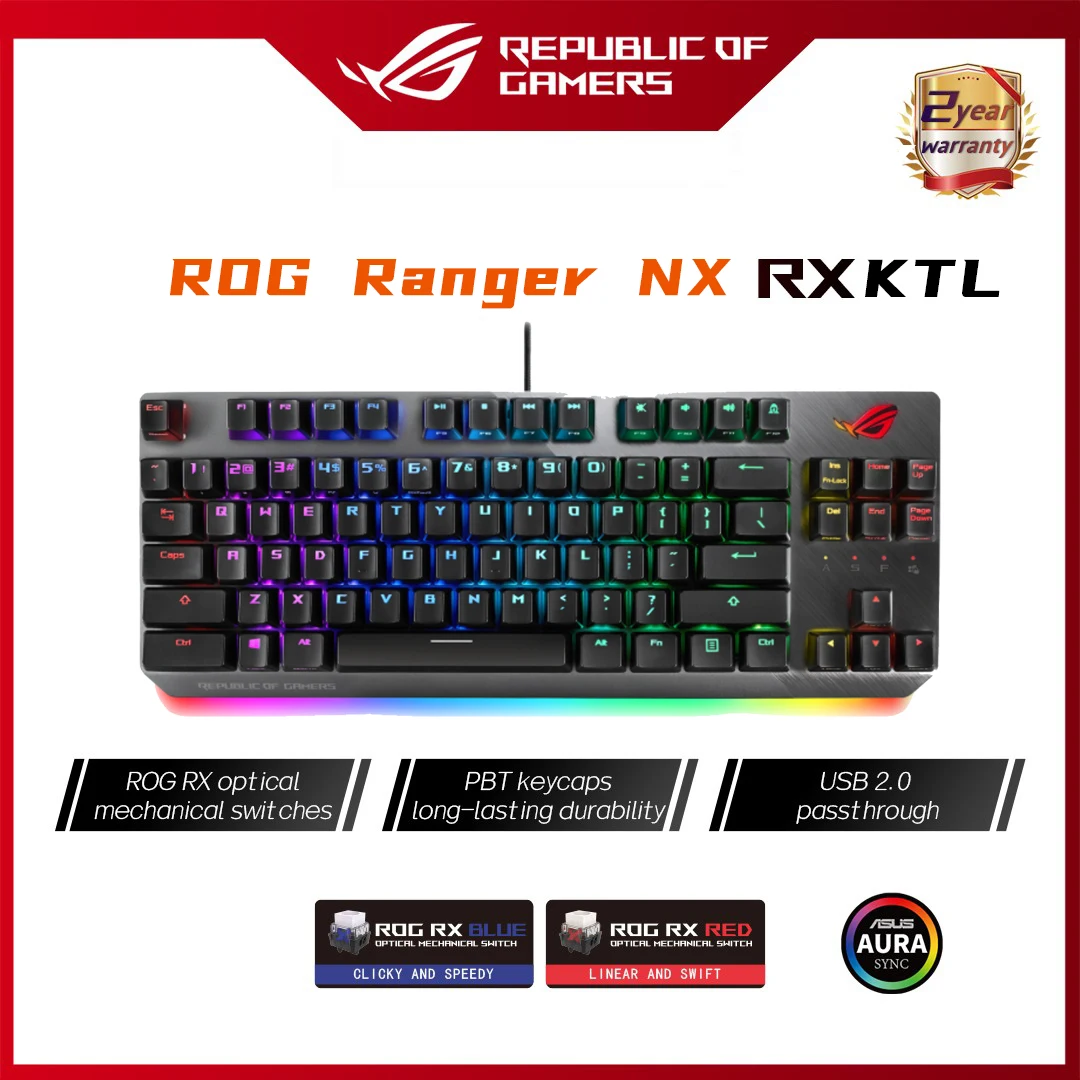 

ASUS ROG Strix Scop NX TKL Wired Mechanical RGB For FPS Games With Switches Aura Sync Lighting Gaming Keyboard Point Switch Game