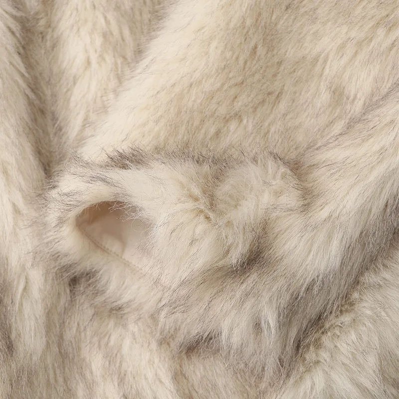 Fashion Fake Fox Fur Jacket Coat Women 2023 Winter Luxury Design Lapel Fur Coats Cool Girls Overcoat Lady Party Elegant Outfits