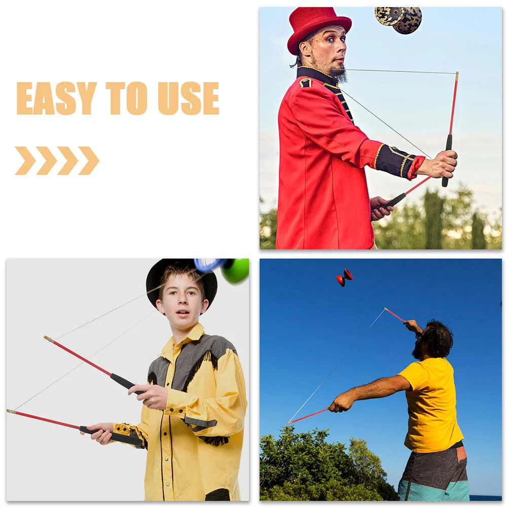 Diabolo Shaker Traditional Stick Fitness Bearing Glass Supplies 2 Pairs Sticks Juggling Red Acrobatics Handstick Elder
