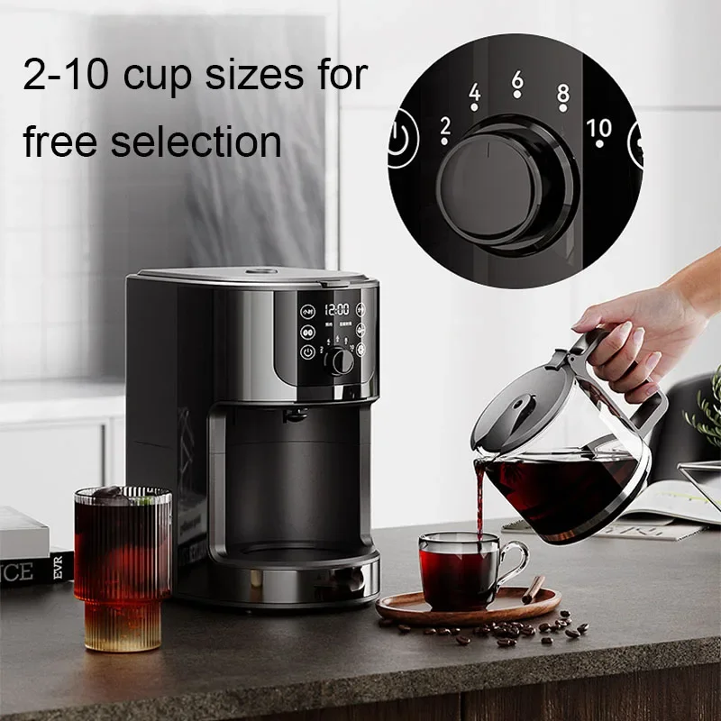 Automatic Electric Coffee Maker Bean Grinder Mill Beans Grinding Machine Comercial Espresso Tea Boiler Drip Cafe American Pot EU 2