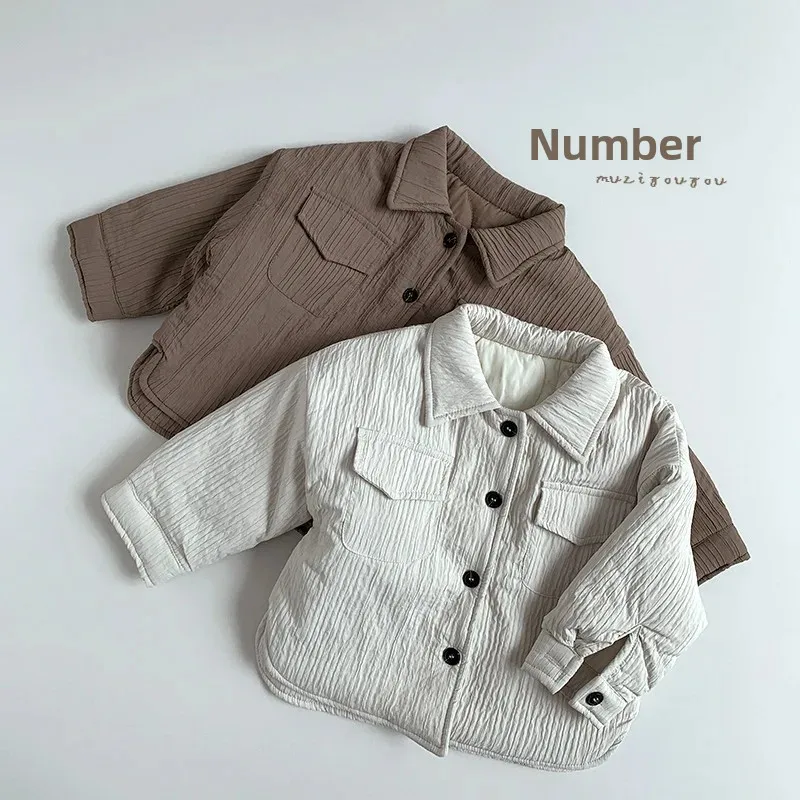 Unisex Cotton-Padded Shirt Baby Girls Boys Winter Fashion Korean Japanese Style Children's Outerwear Toddler Top