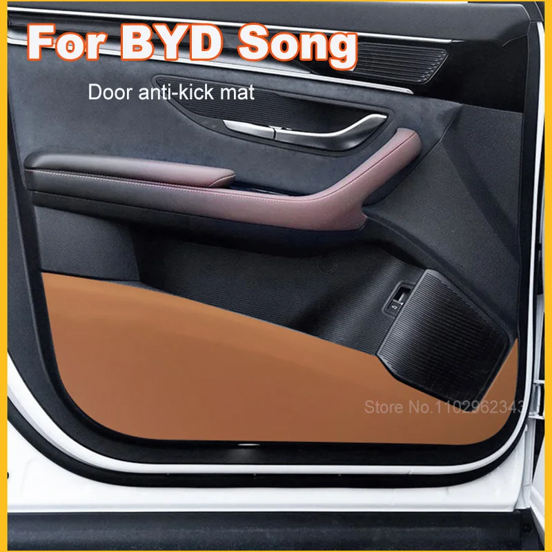 

For BYD Song Plus DM EV Car Door Anti-kick Pad Carbon Fiber Leather Protection Film Stickers Decorative Mat Auto Accessories