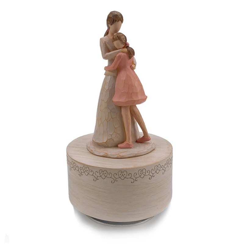 EYFL Music Box Gift Mother Carved Musical Statue Thanksgiving Birthday Gift Mom Rotating Music Box