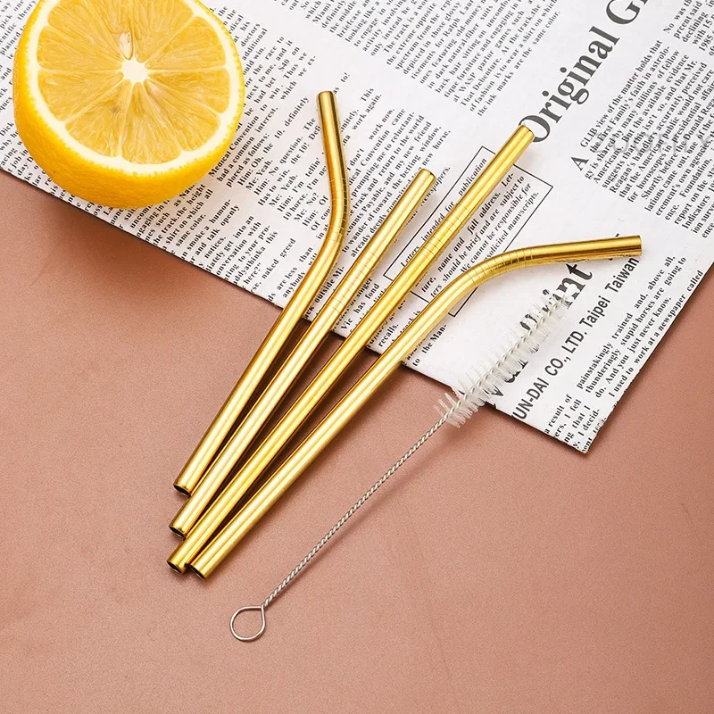 Reusable Stainless Steel Straw Cocktail Drinking Straw with Cleaning Brush 12.5-16cm drinking straws metal straw set