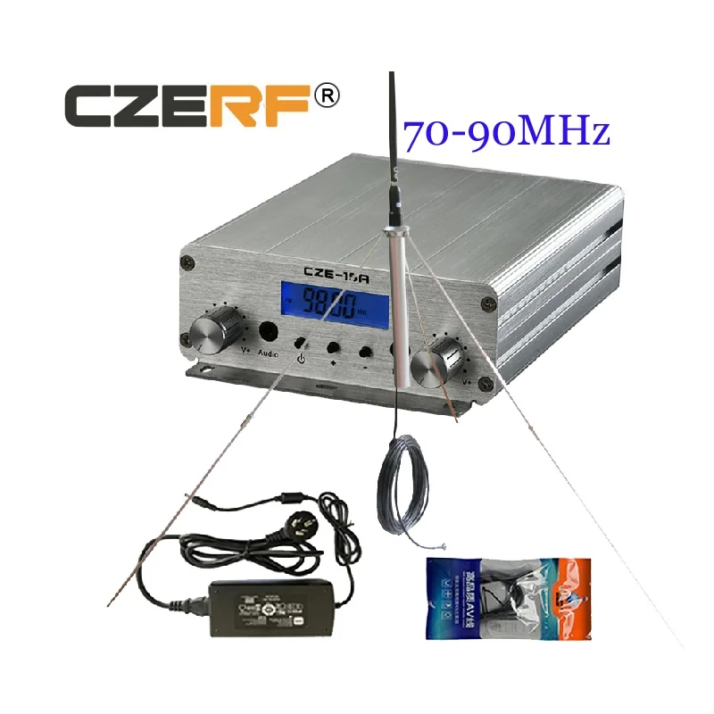 

70-90MHz CZE-15A 15W Broadcast Radio Station FM Transmitter with Outdoor Antenna Kits