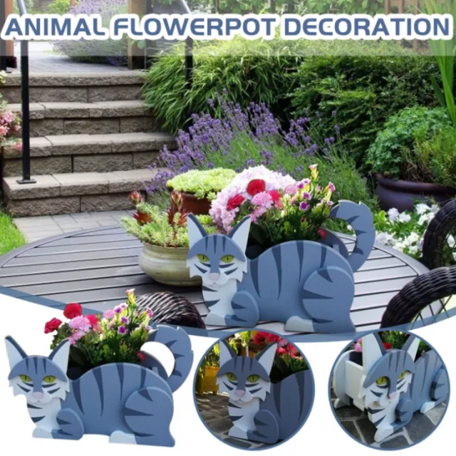 Pvc Fekvő Macska Kerti Virág Edény Ültetvényes Karikatúra Fekete Fehér Sziámi Cica Kültéri Beltéri Fű Kosár Diy Növényi Dekoráció - Image 2