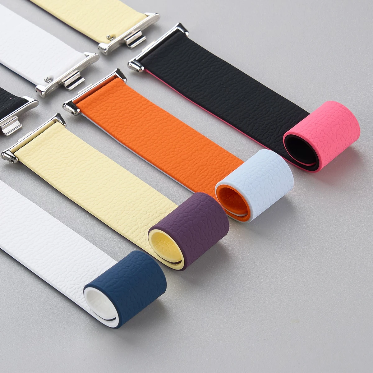 Dual-tone Lychee-textured Silicone Magnetic Strap - Adjustable Replacement Band
