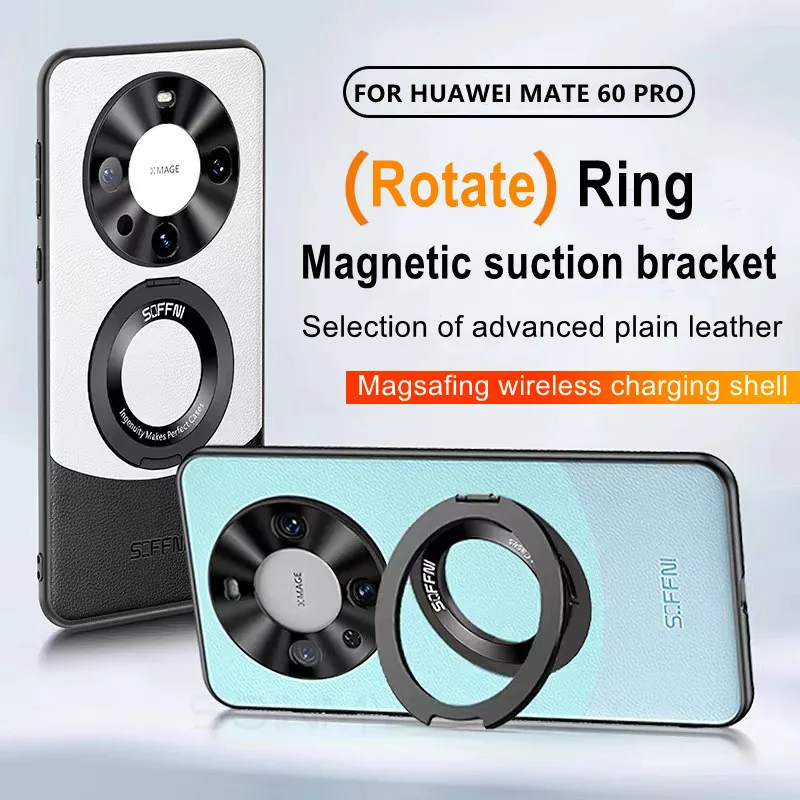 

Роскошный Кожаный противоударный чехол Magsafe для Huawei Mate 60 50 40 Pro Honor Magic 5 Pro, Магнитный чехол-подставка с беспроводной зарядкой