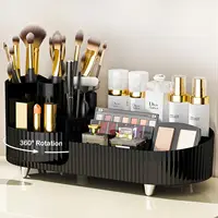 360 Rotating Makeup Organizer for Vanity with Brush Holder,  Large Spinning Cosmetic Storage Box For Countertop Bathroom Dresser 1