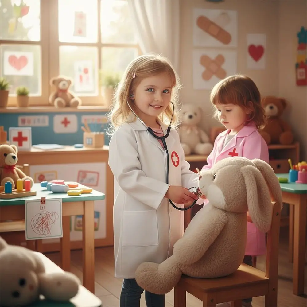 1 Set White Pink Toy Clothes Performance Costume Playing House Nurse Clothes Role Play Professional Play