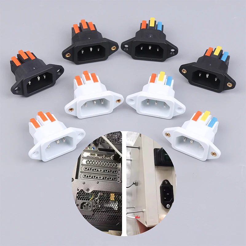 Quick Connect IEC C14 3-Pin Power Supply Socket, 250V 10A, Easy Install
