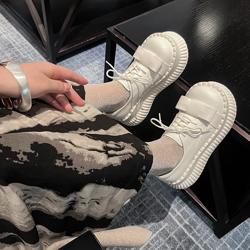 Spring and Fall Round Toe Butterfly Knot Women Pumps Thick Sole Chunky Heels Solid Color Up Ins Fashion Sweet Female Shoes New