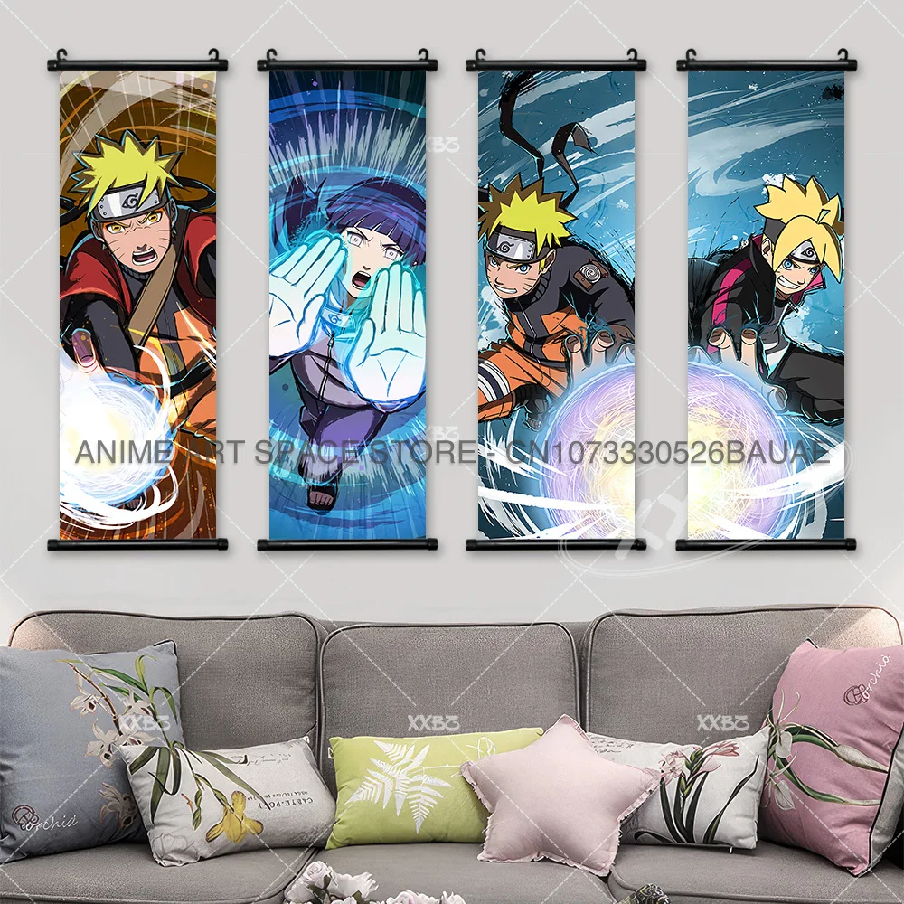 Naruto Anime Hanging Wall Art: Uchiha Sasuke & Jiraiya Scrolls Poster