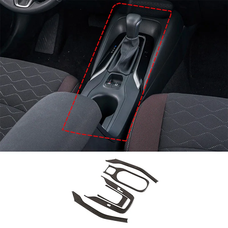 

For 2019-2020 Toyota Corolla Soft Carbon Fiber Car Gearbox Water Cup Panel Sticker Car Interior Protection Accessories 5Pcs
