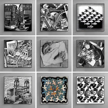 Modern Abstract Art Escher surreale opera d'arte geometrica poster stampe su tela pittura immagini di arte della parete per soggiorno decorazioni per la casa
