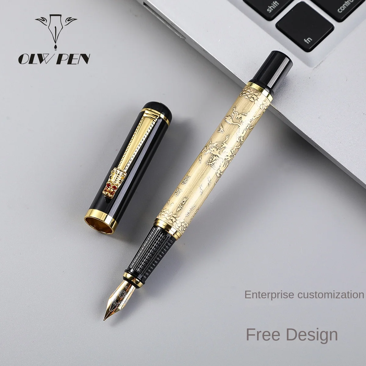 

Eight Juntu Fountain Pen Spot Wholesale Laser LOGO Bronze Faucet Business Pen Gift Meeting Pen