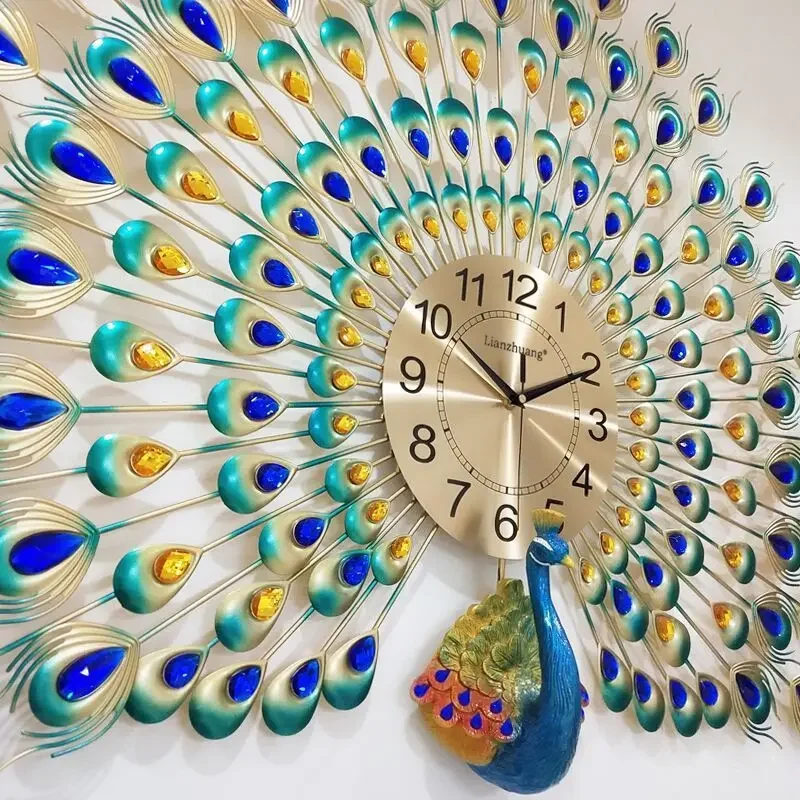 

New Peacock Home Decoration Wall Clock Modern Design Wedding Decoration Wall Clock Living Room Decoration