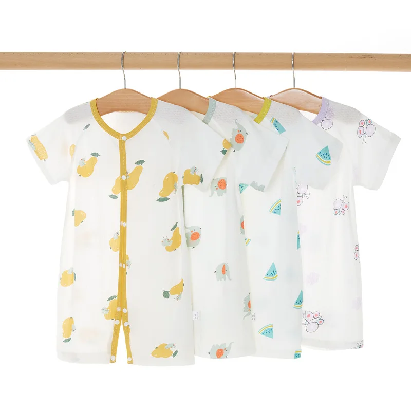 

Baby Short Sleeved Jumpsuit Baby Cotton Summer Clothing Baby Thin Pajamas Newborn Clothing Summer