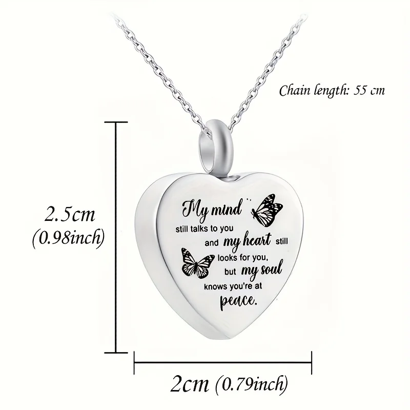 Heart Cremation Necklace for Ashes Cremation Jewelry with 12 Birthstones Urn Necklace for Ashes-My Mind Still Talks to You...