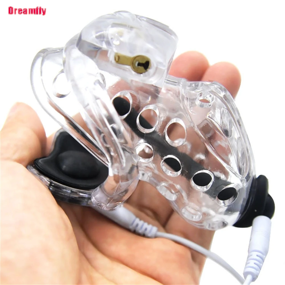 Male Chastity Device Penis Cage Ring Ball Lock Electro BDSM Restraint Toy
