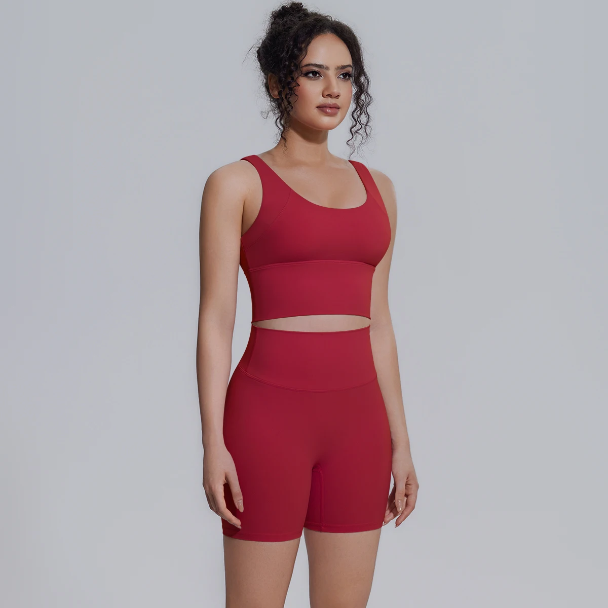 Solid Color Summer Yoga Set Woman's Sexy Backless Yoga Underwear with Chest Pad Quick-Dry Hip Push Up Fitness Shorts Sportswear