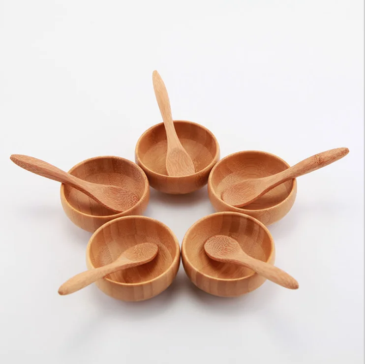 

5Pcs/Lot Eco-friendly DIY Facial Mask Mixing Bamboo Bowls Set Mini Face Mask Mixing Tool Set Natural Bamboo Bowl Spat with Spoon