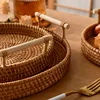 Hand Woven Rattan Dish, Fruit Bowl, Snack Basket Storage, Kitchen Supplies, Bread, Biscuit Tray, Bamboo Basket, Service Plate 3
